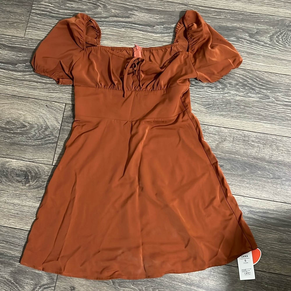 Burnt Orange Cider Squareneck Dress